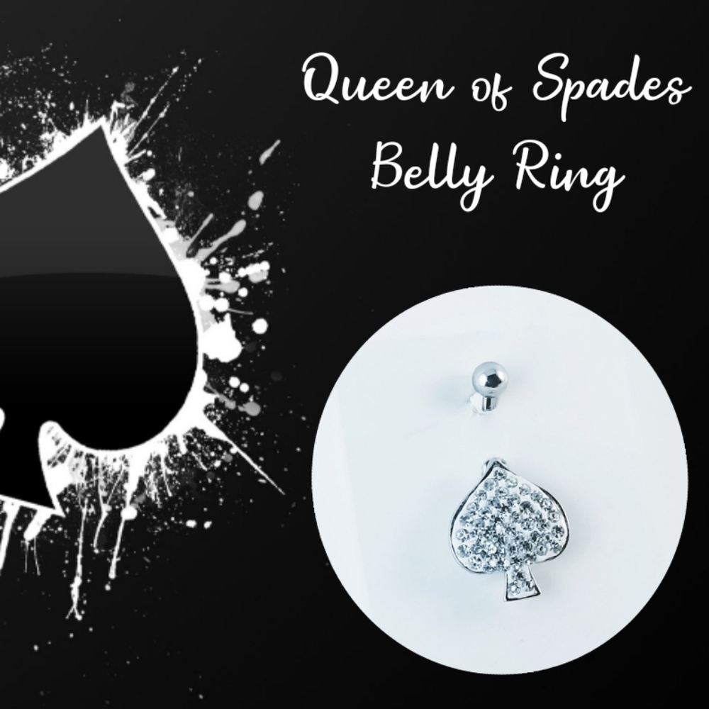 5/$10 | Queen Of Spades CZ Paved Belly Ring